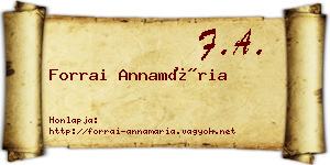Forrai Annamária névjegykártya