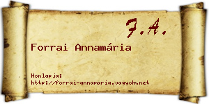 Forrai Annamária névjegykártya